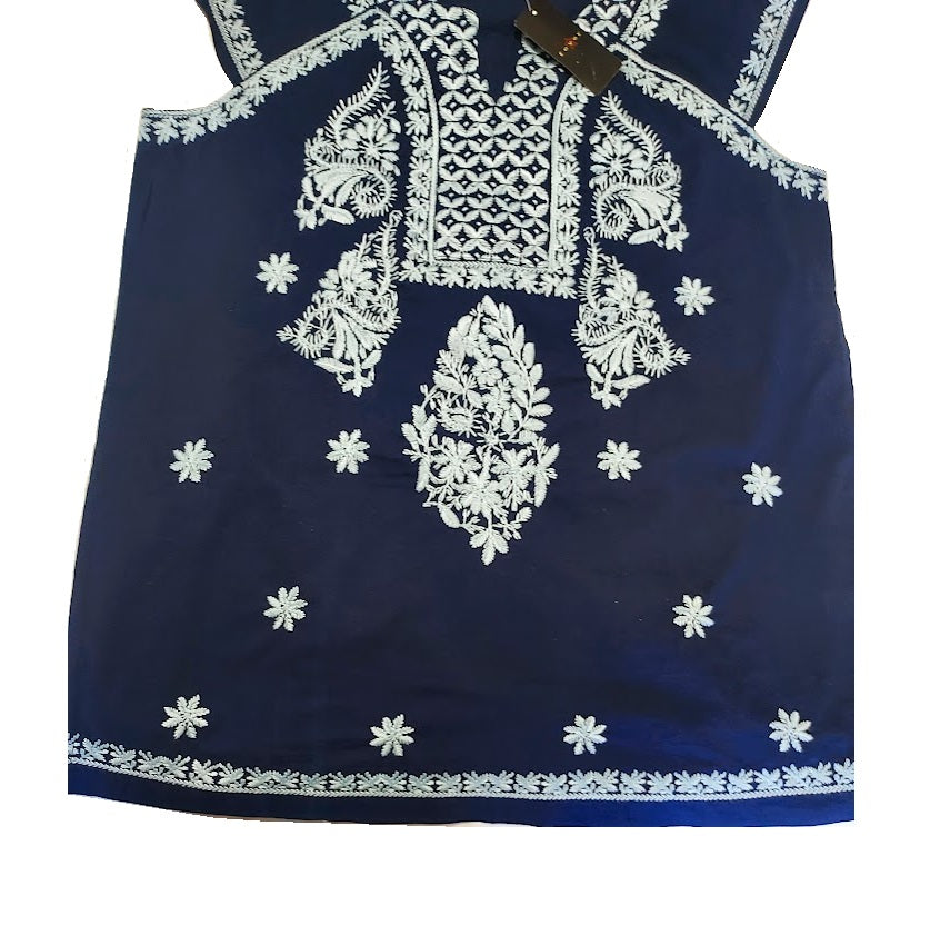 Fever™ Embroidered Cotton Peasant Top, L