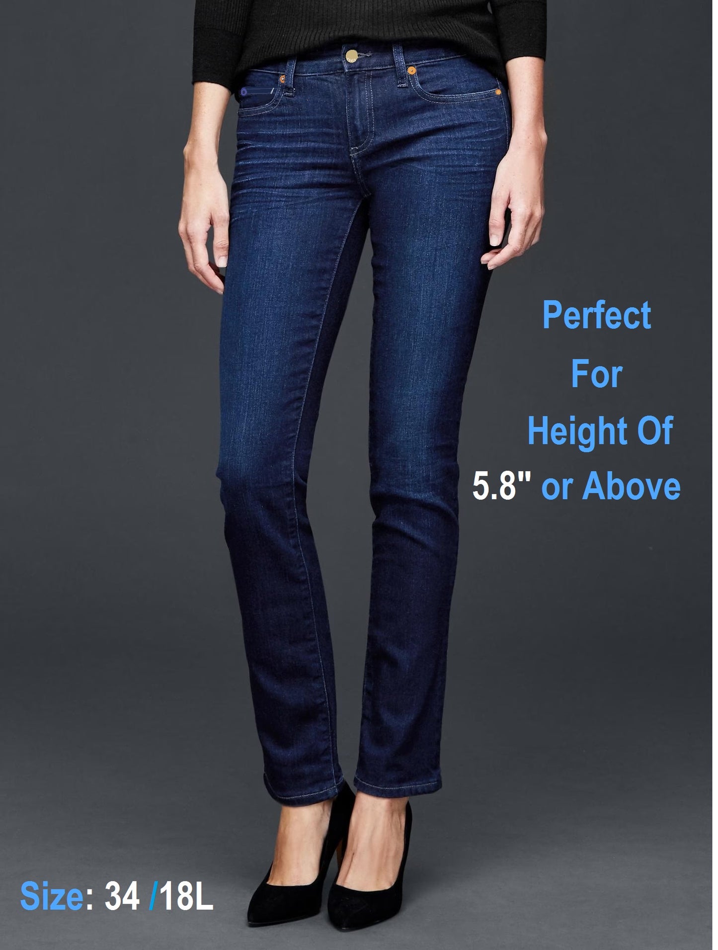 GAP Women's Mid Rise 1969 Real Straight Denim Jeans, 34/18L
