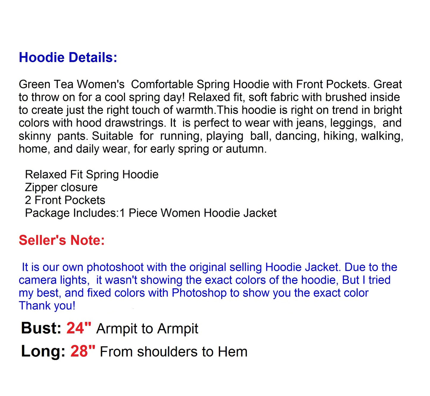 Green Tea Women's Zip Up Fleece Hoodie Jacket, XXL