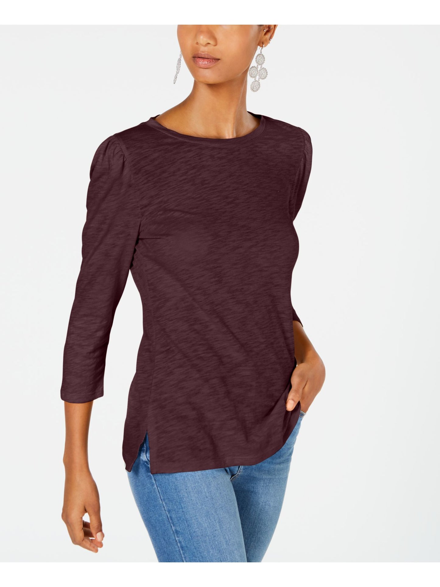 INC Women's Puff-Sleeve Top, Color Port