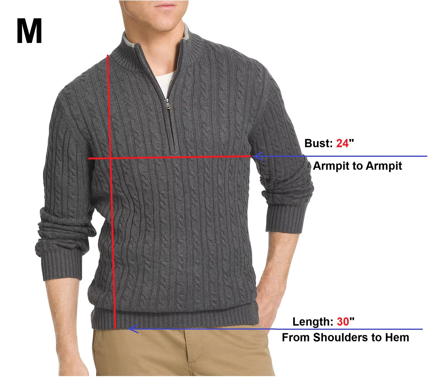 Izod® Men's Long Sleeve Cable Knit Sweater, Size M