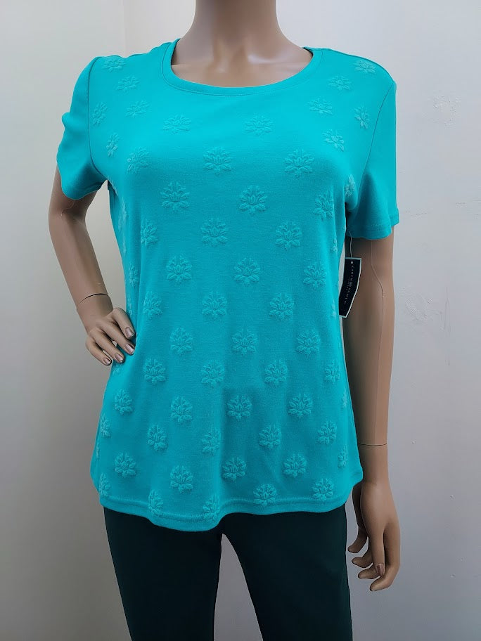 Karen Scott Petite Puff-Print Top,