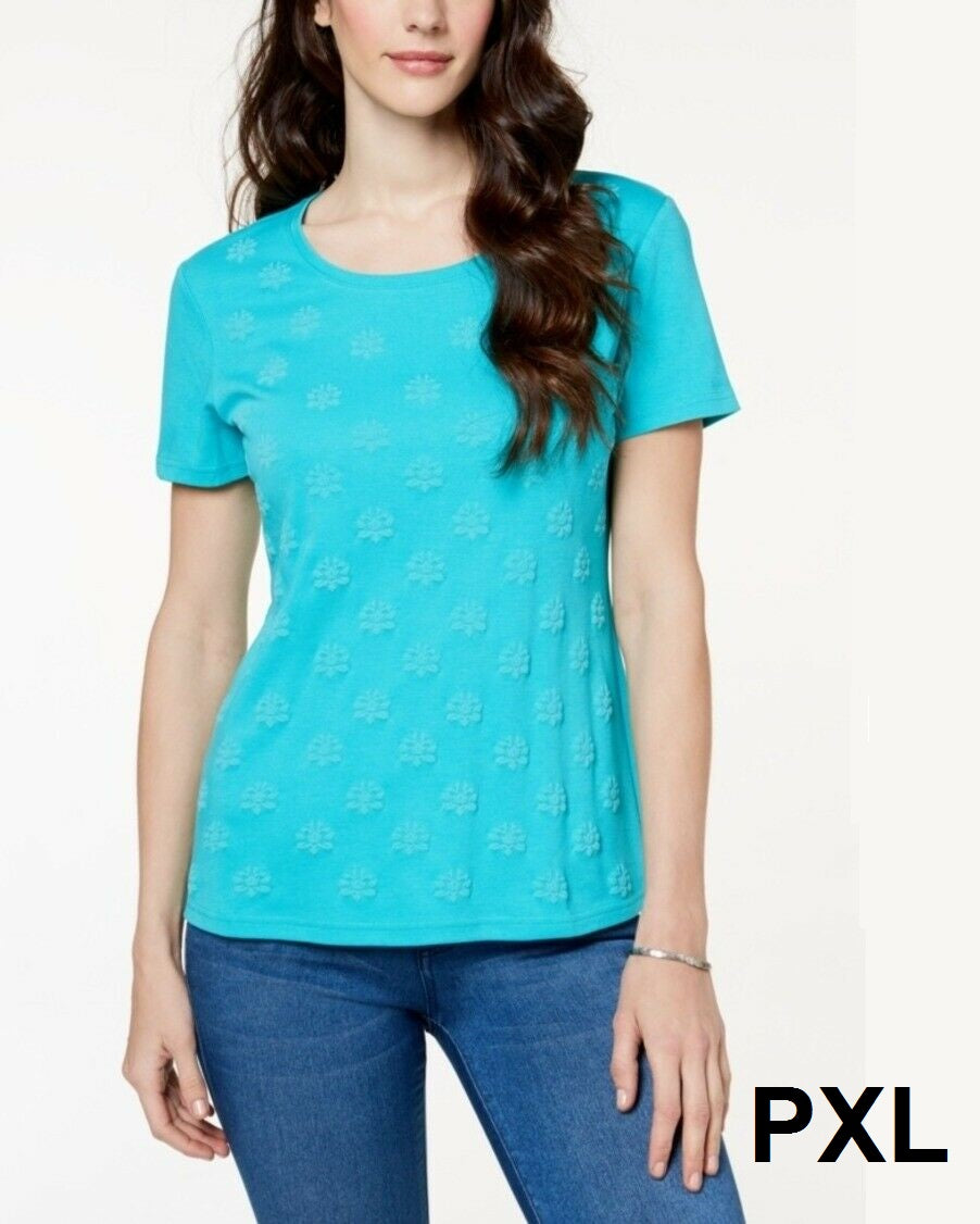Karen Scott Petite Puff-Print Top,