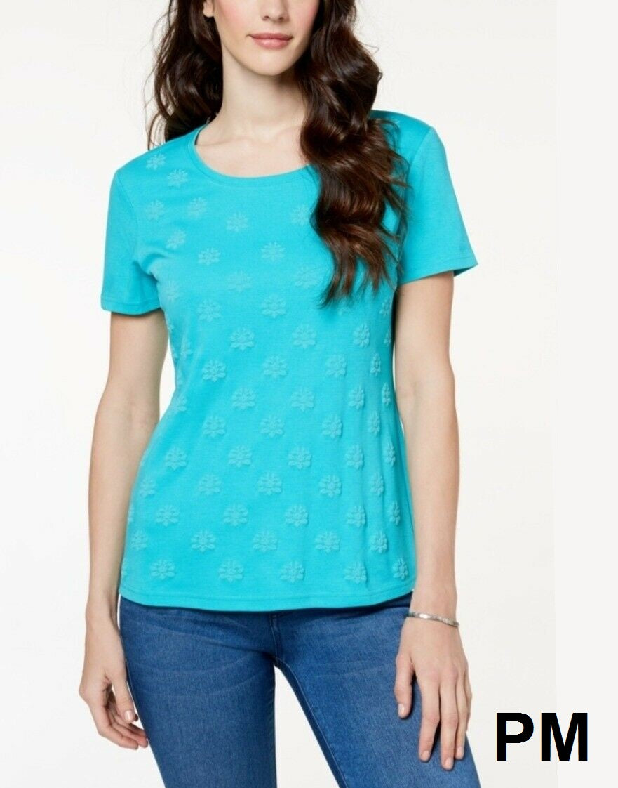 Karen Scott Petite Puff-Print Top,