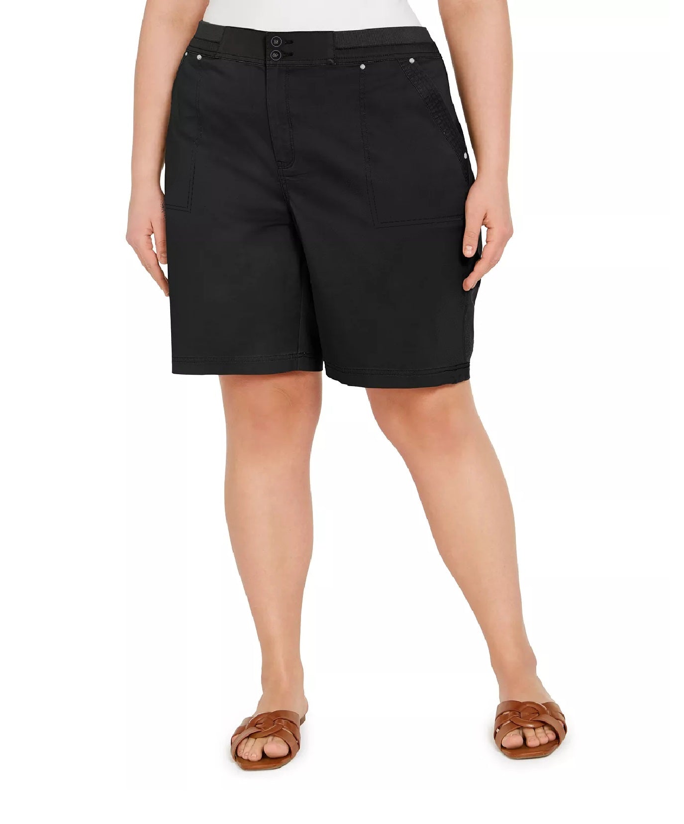 KAREN SCOTT Plus Size Cotton Bermuda Style Shorts 16W B Mirza Collections Inc