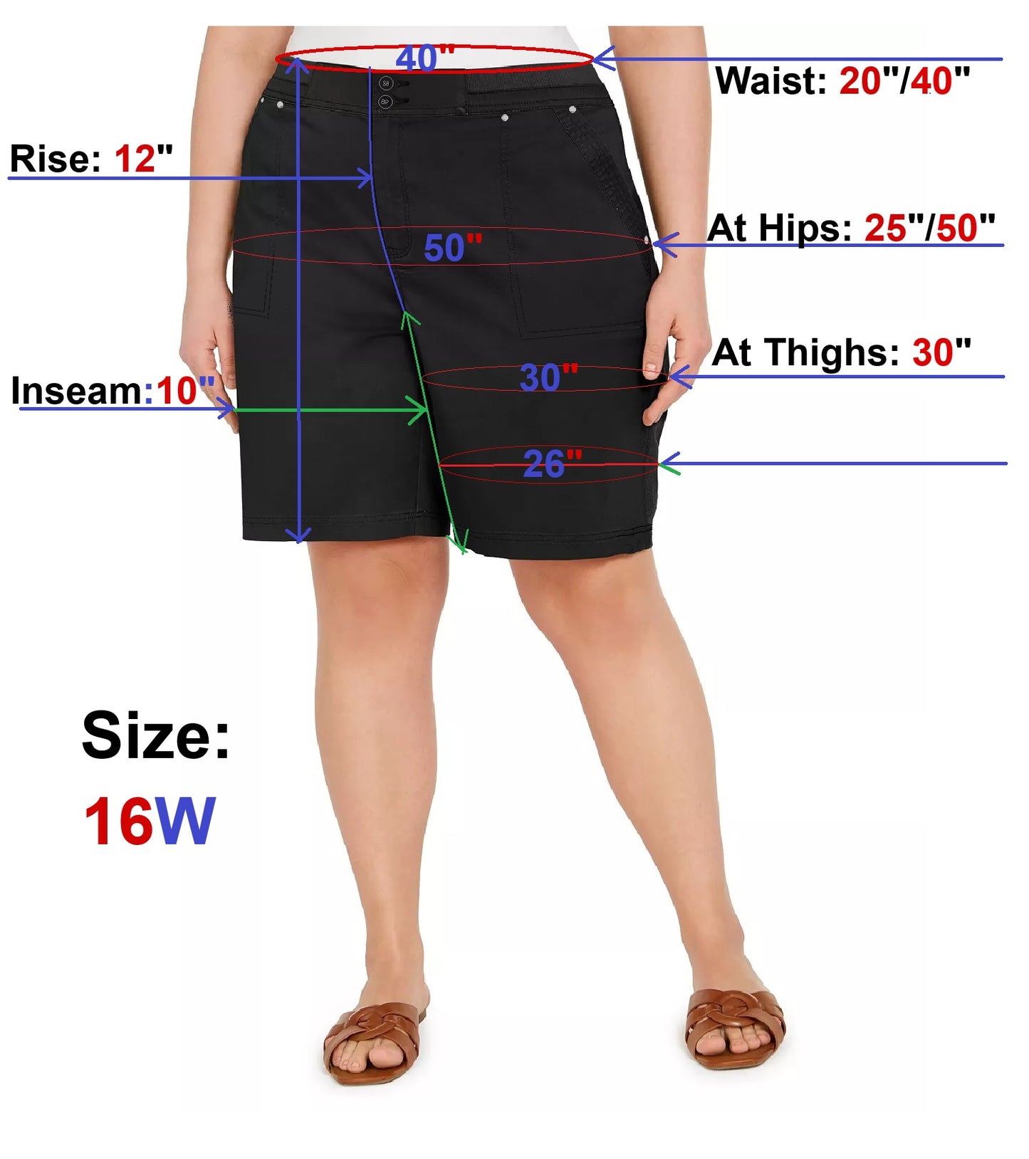 KAREN SCOTT Plus Size Cotton Bermuda Style Shorts, 16W