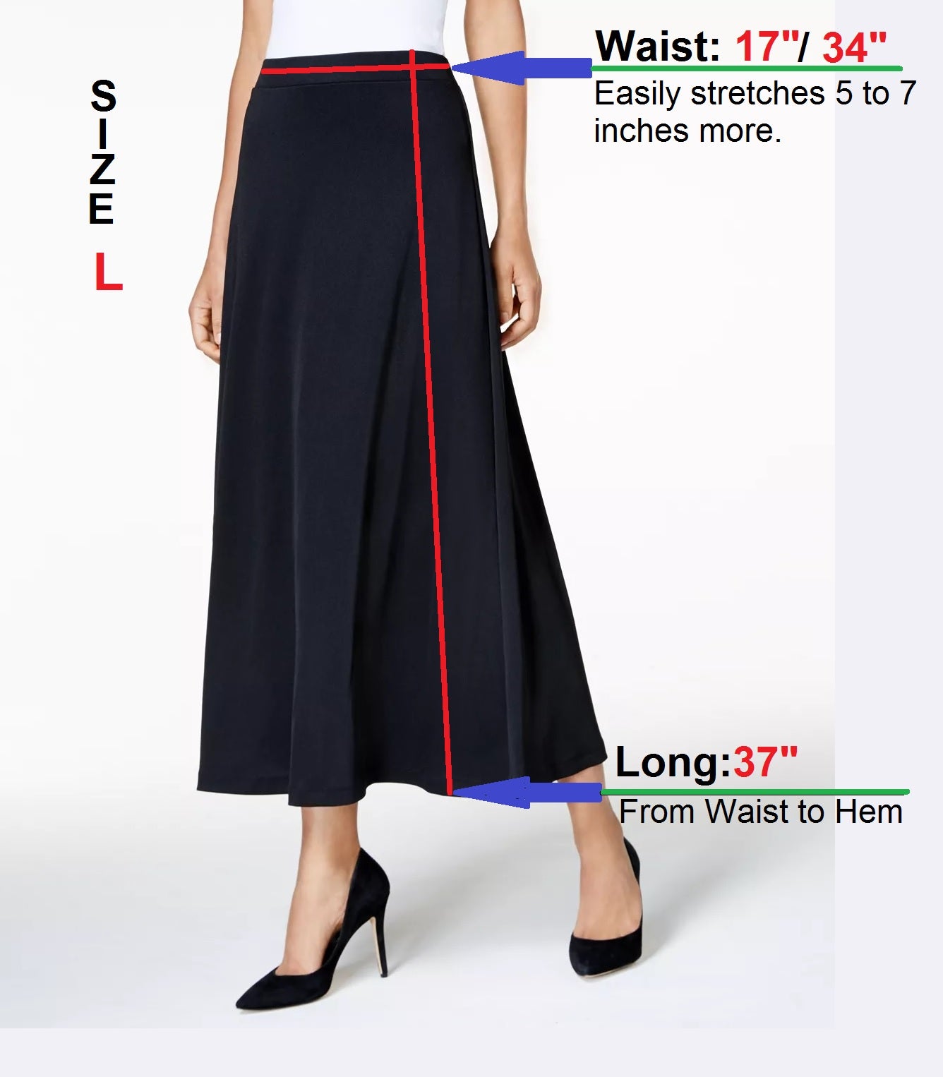 Kasper A-Line Maxi Skirt, Size L
