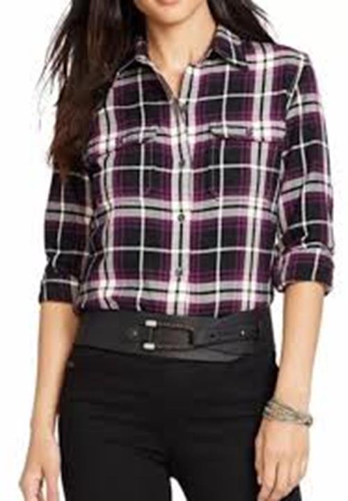 LAUREN JEANS CO. Plaid Twill Women's Work Shirt,
