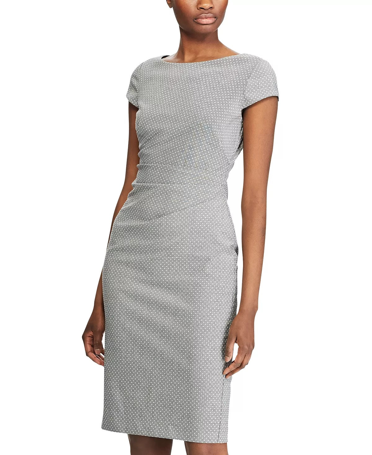 LAUREN RALPH LAUREN Houndstooth Cap-Sleeve Dress, Size 6