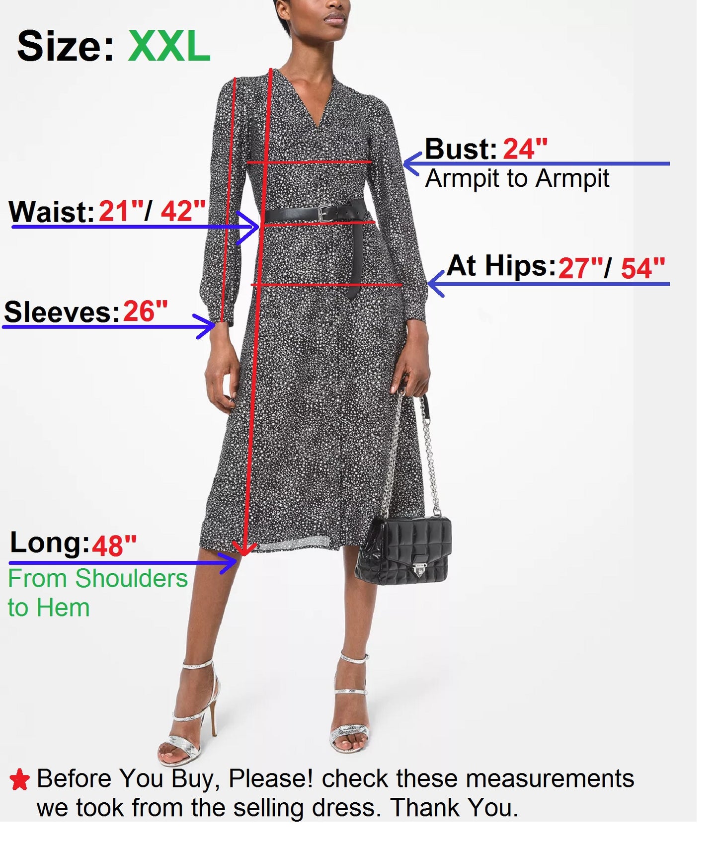 Michael Michael Kors Women's Star-Print Belted Midi Dress, Size XXL