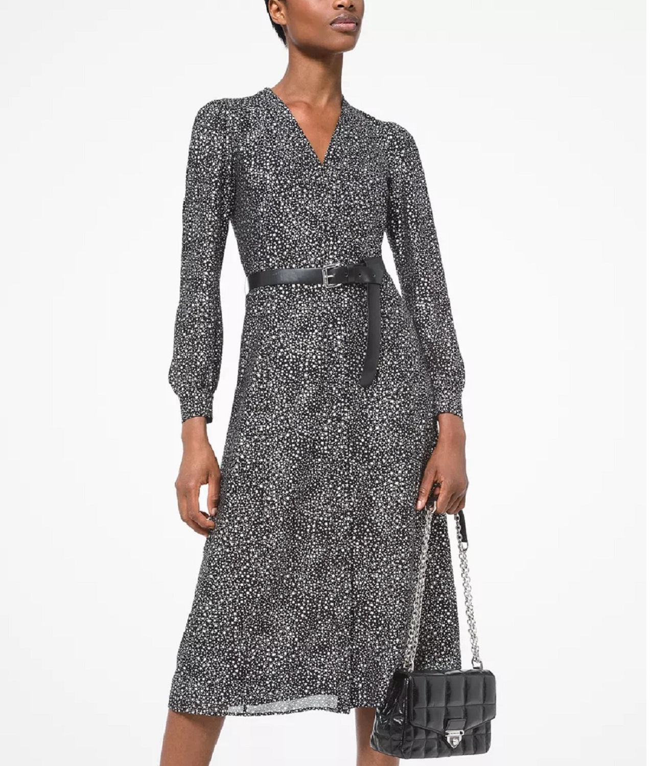 Michael Michael Kors Women's Star-Print Belted Midi Dress, Size XXL