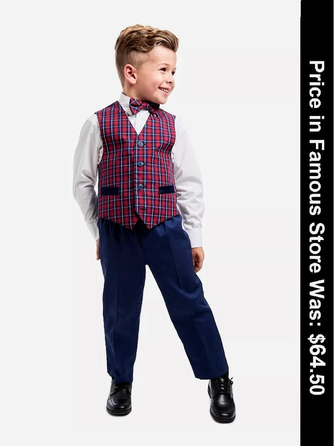 Nautica Baby Boys 4-Piece Set with Dress Shirts, Vests, Pants, and Bow Ties,
