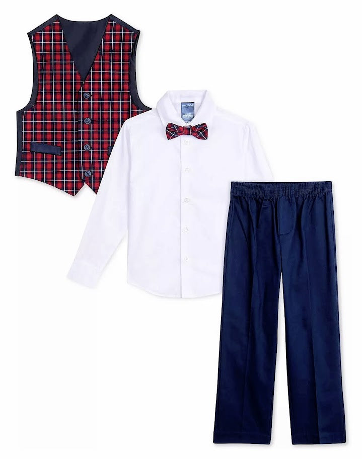 Nautica Baby Boys 4-Piece Set with Dress Shirts, Vests, Pants, and Bow Ties,