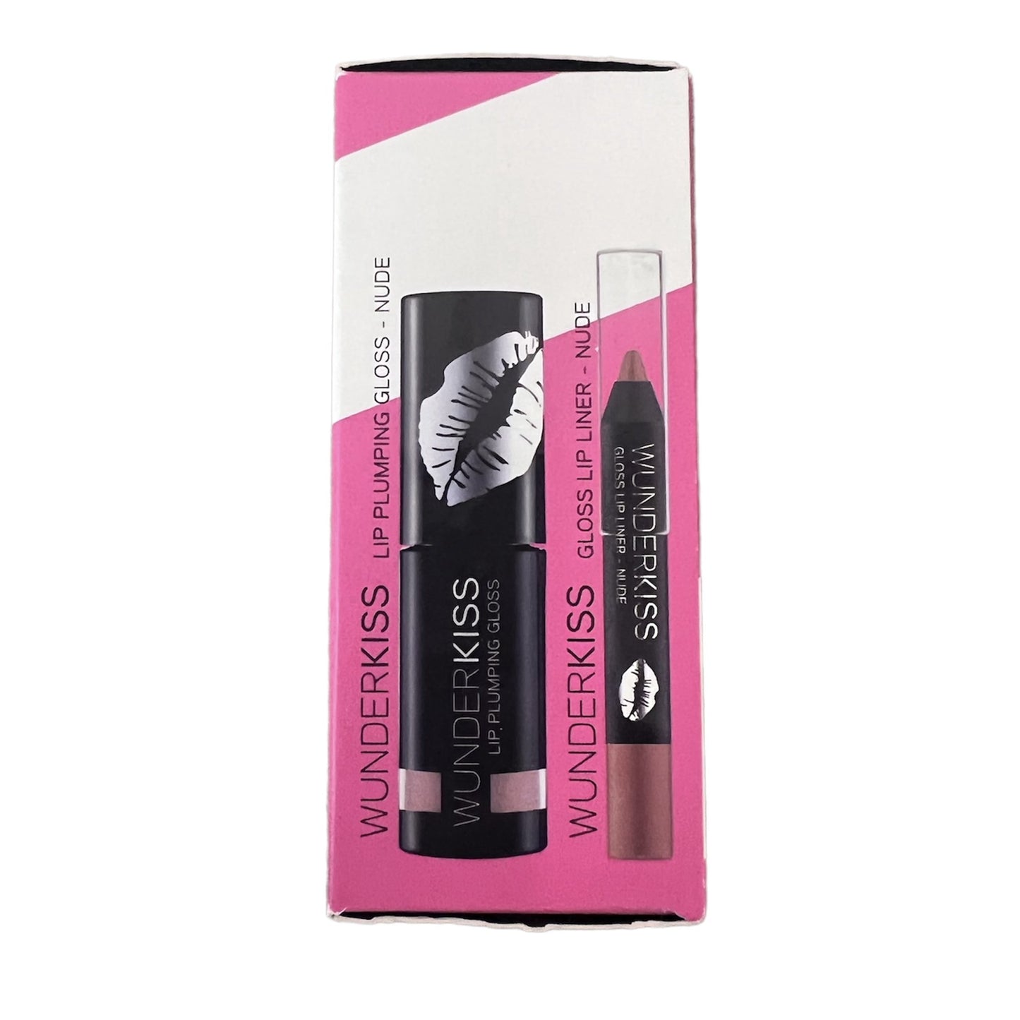 Wunder2, Your Jet Set Lips, Travel Size, WunderKiss Lip Plumping Gloss in Nude