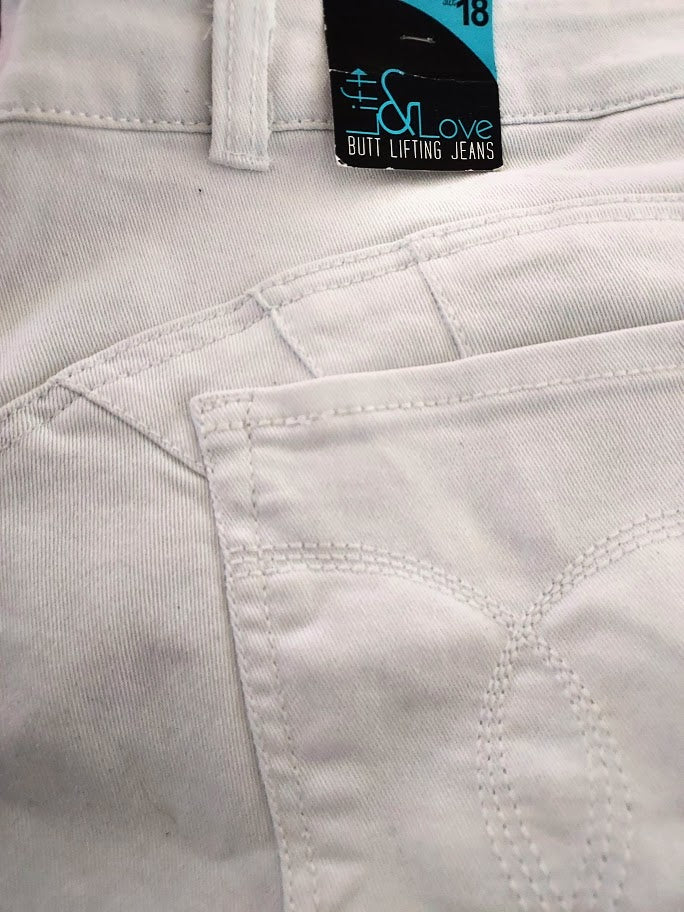 Paris Blues White Butt Lifting Denim Jeans, Size 18