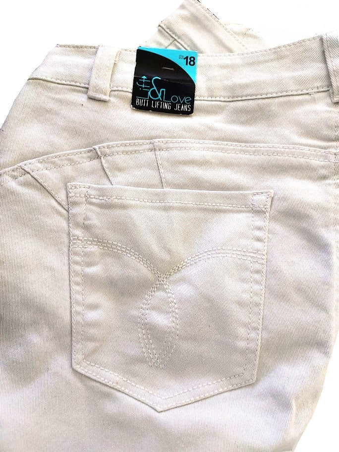 Paris Blues White Butt Lifting Denim Jeans, Size 18