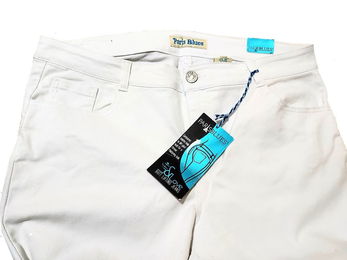 Paris Blues White Butt Lifting Denim Jeans, Size 18