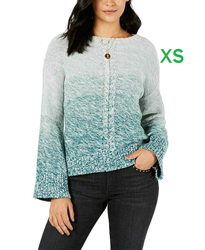 Style & Co. Womens Marl Braid Pullover Sweater, Rare Emerald Combo