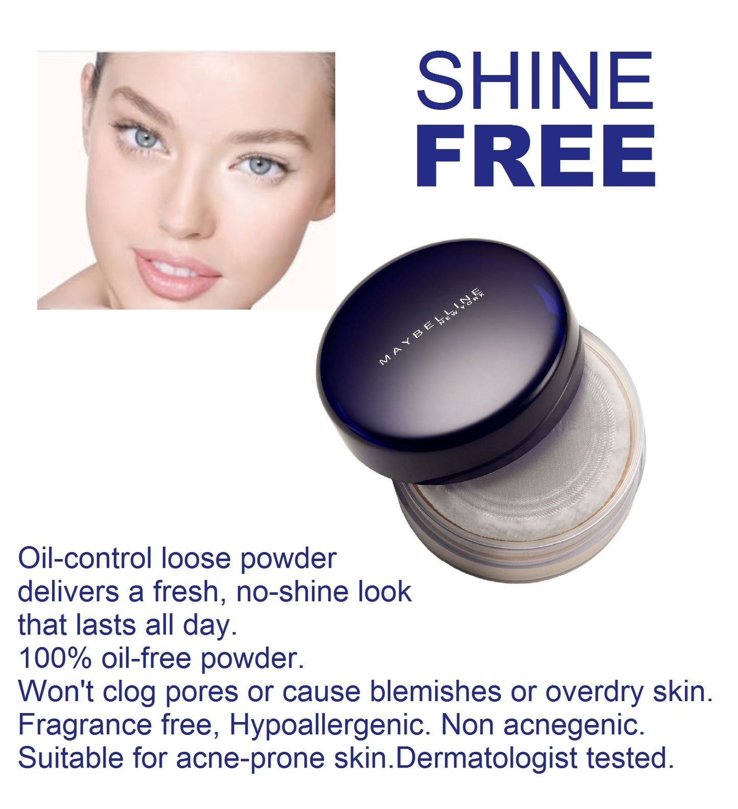 Maybelline New York Shine Free Oil-Control Loose Powder, Medium,