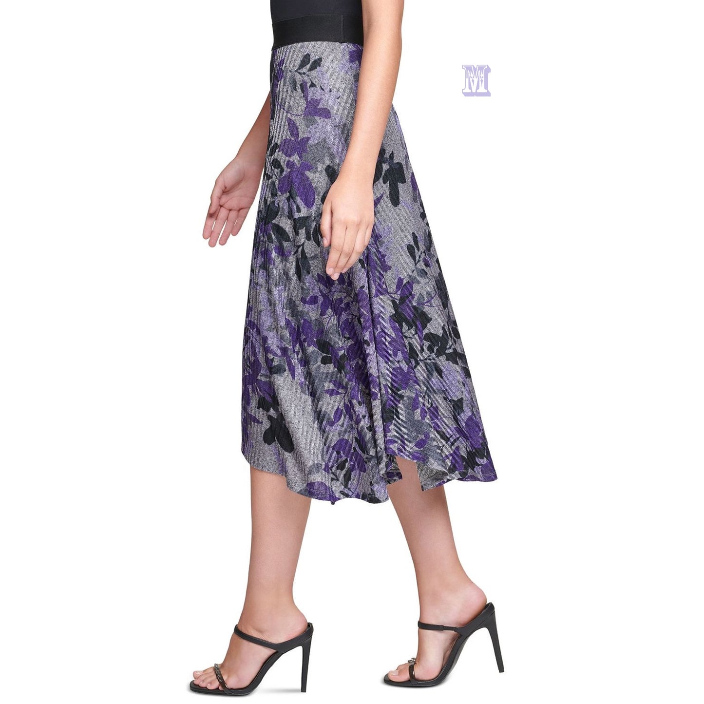 CALVIN KLEIN Floral-Print Asymmetrical Midi Skirt,