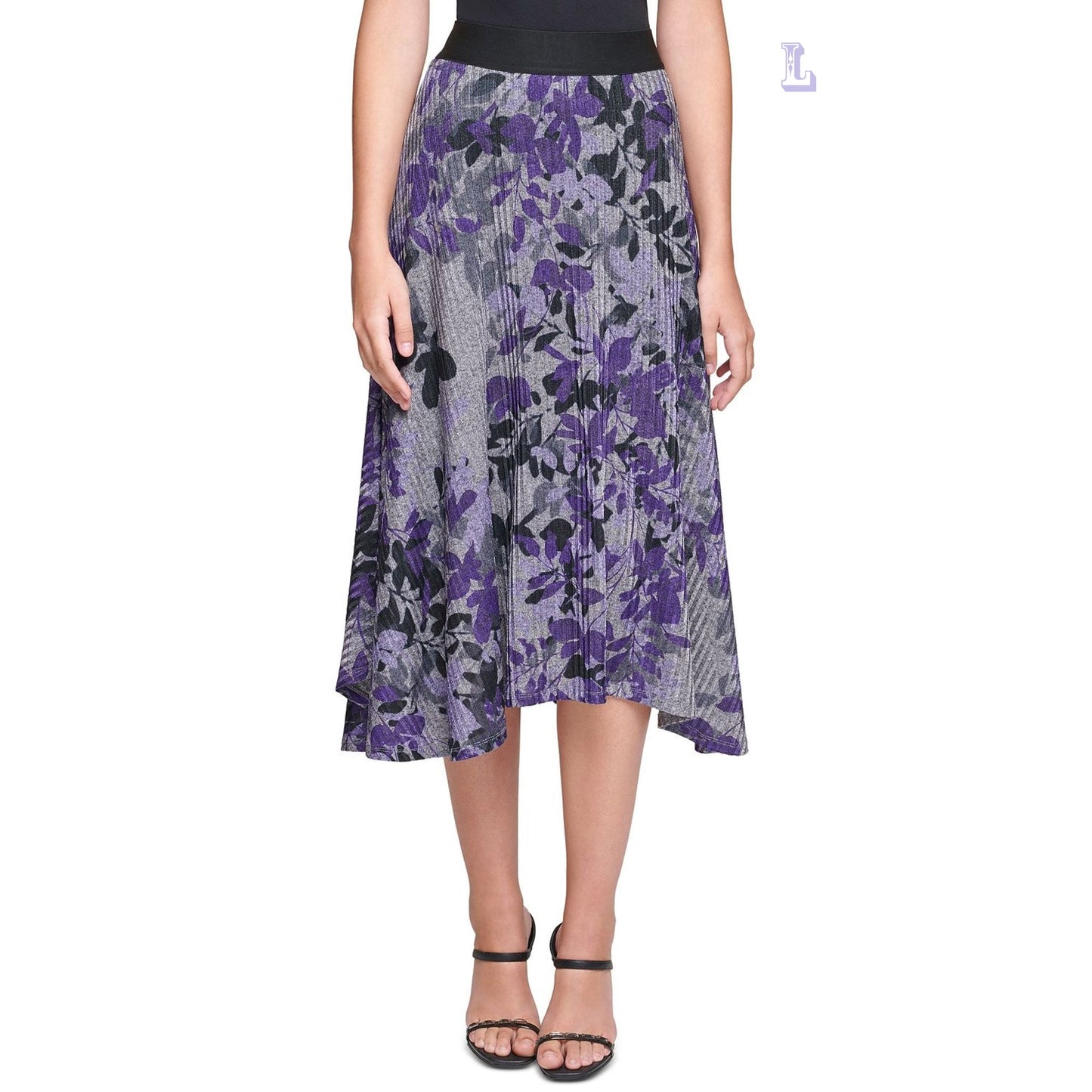 CALVIN KLEIN Floral-Print Asymmetrical Midi Skirt,