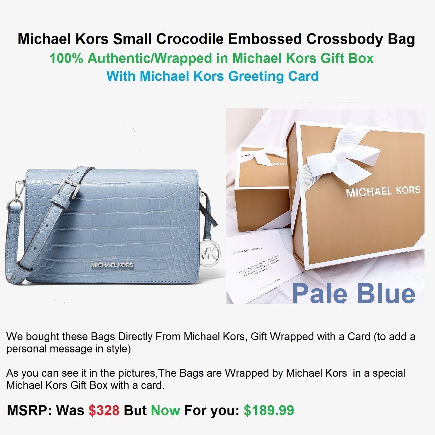 Michael Kors Small Crocodile Embossed Crossbody Bag,