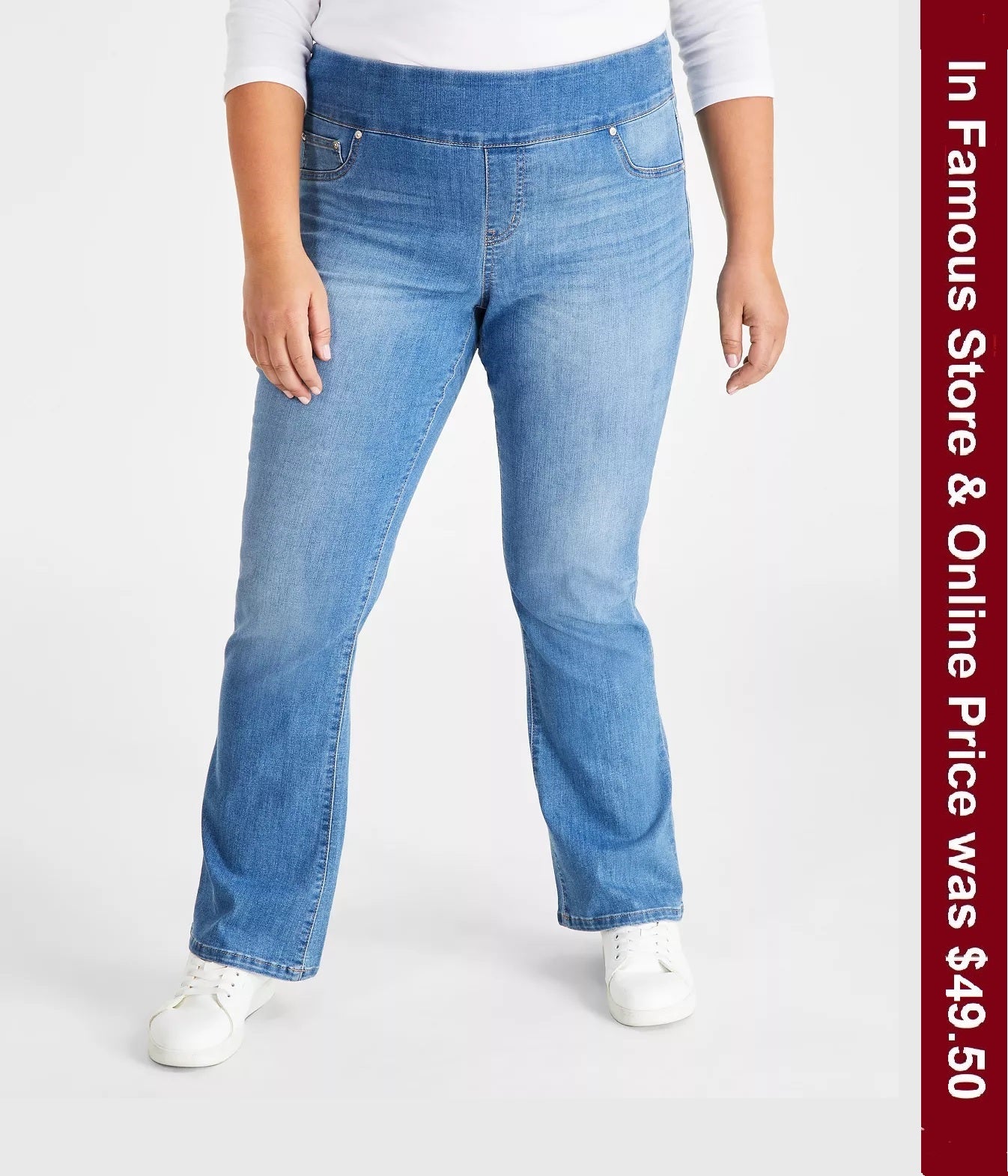 Style & Co Plus Size Mid-Rise Pull On Boot-Cut Jeans, 24W
