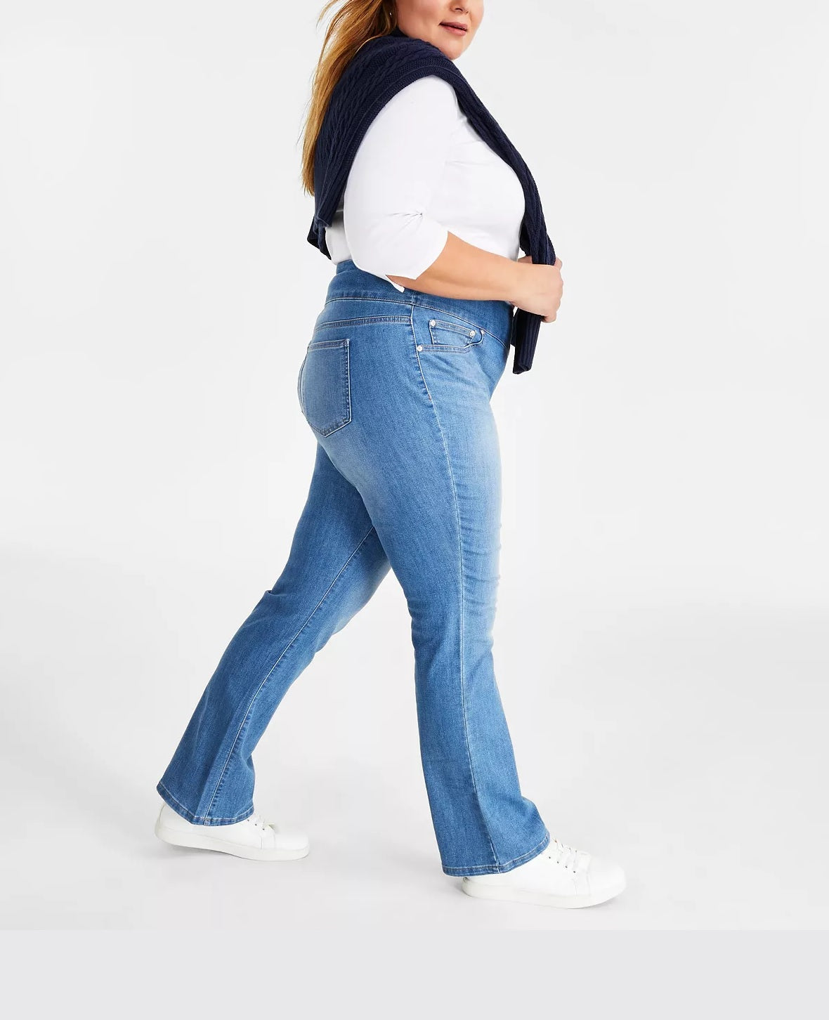Style & Co Plus Size Mid-Rise Pull On Boot-Cut Jeans, 24W
