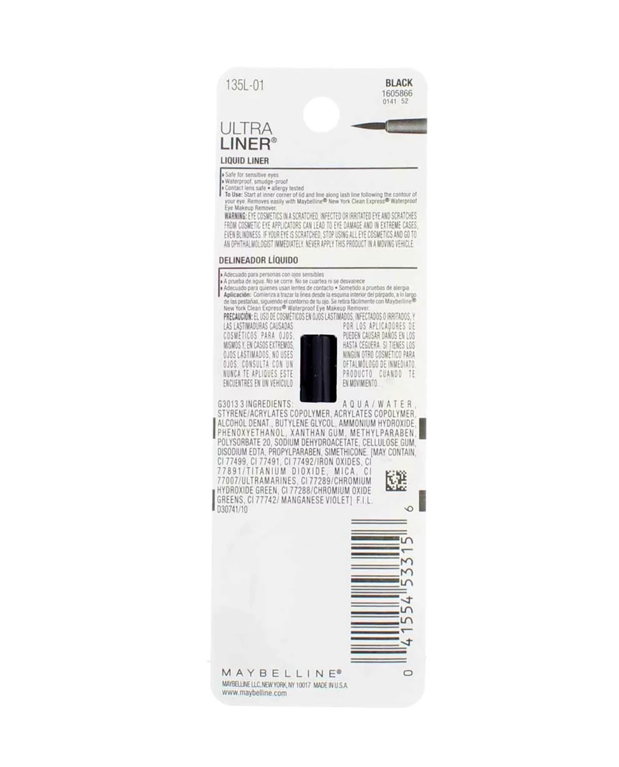 Maybelline Ultra Liner Waterproof Liquid Eyeliner, Black 301