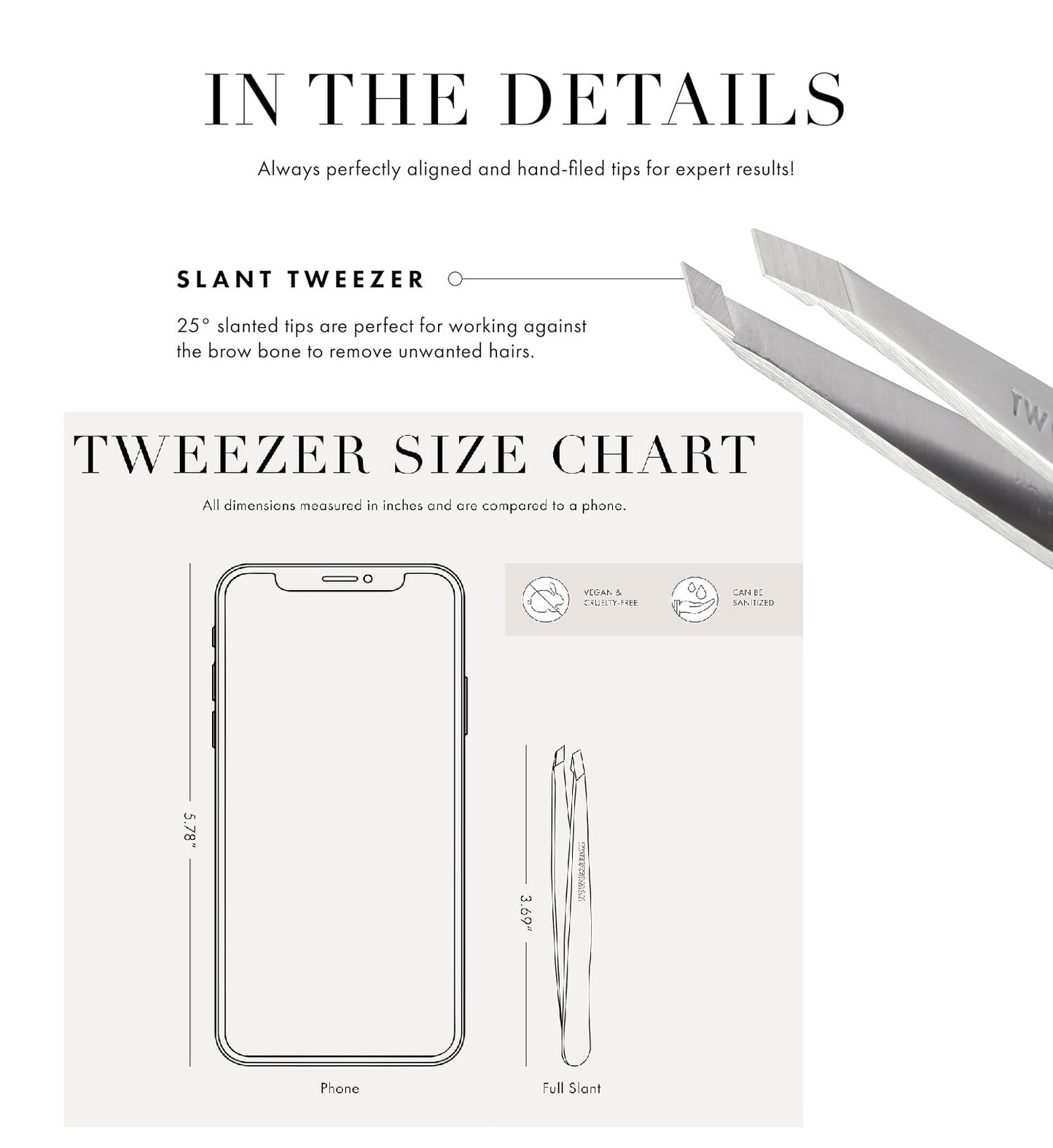 Tweezerman Stainless Steel Slant Tweezer, Eyebrow Tweezer for Women and Men
