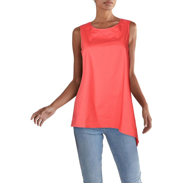 Alfani Asymmetrical Cotton Sleeveless Tunic, Size Large