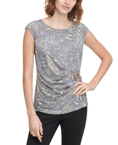 Calvin Klein Printed Sleeveless Clip on side Top,