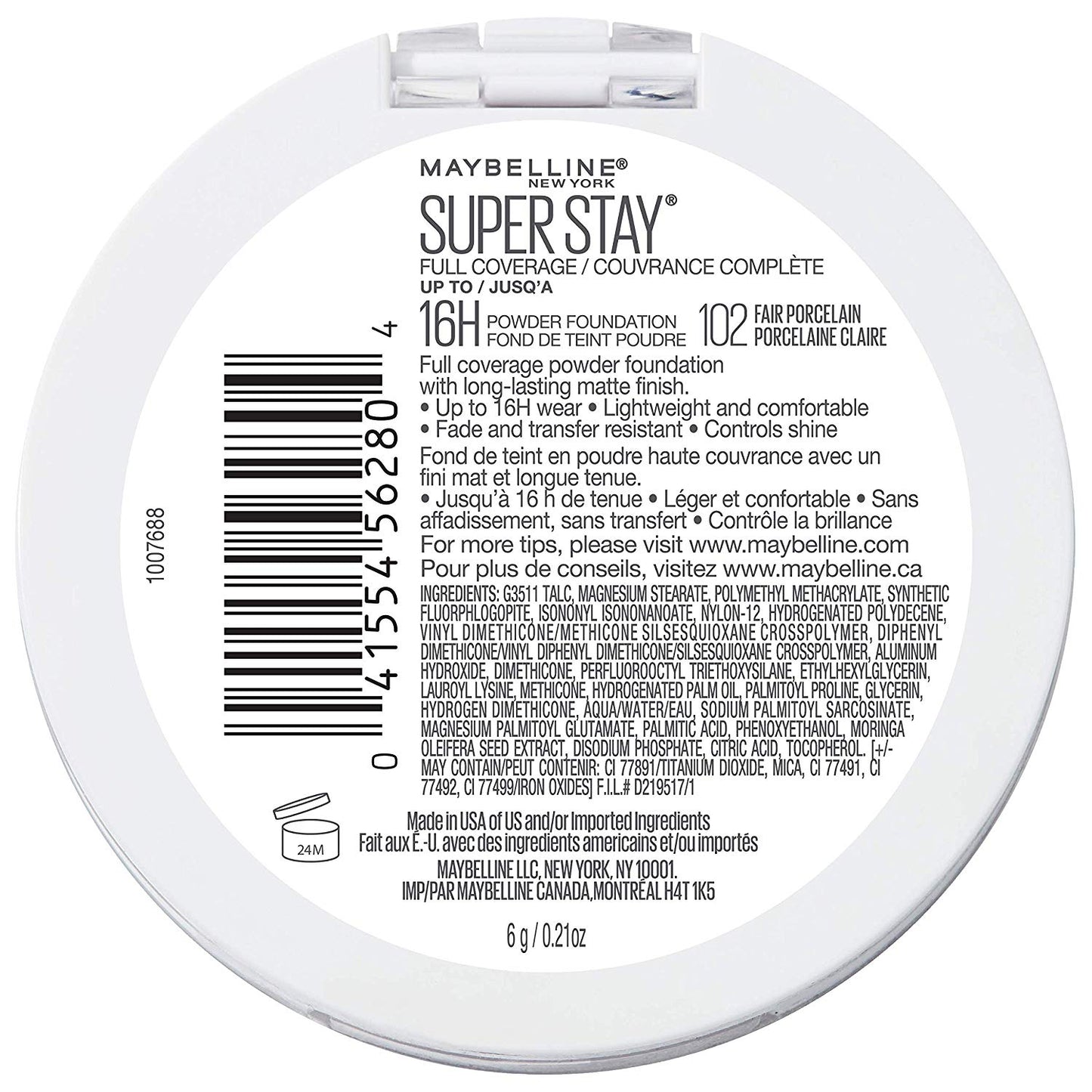 Maybelline Super Stay Full Coverage Powder Foundation, Matte Finish,