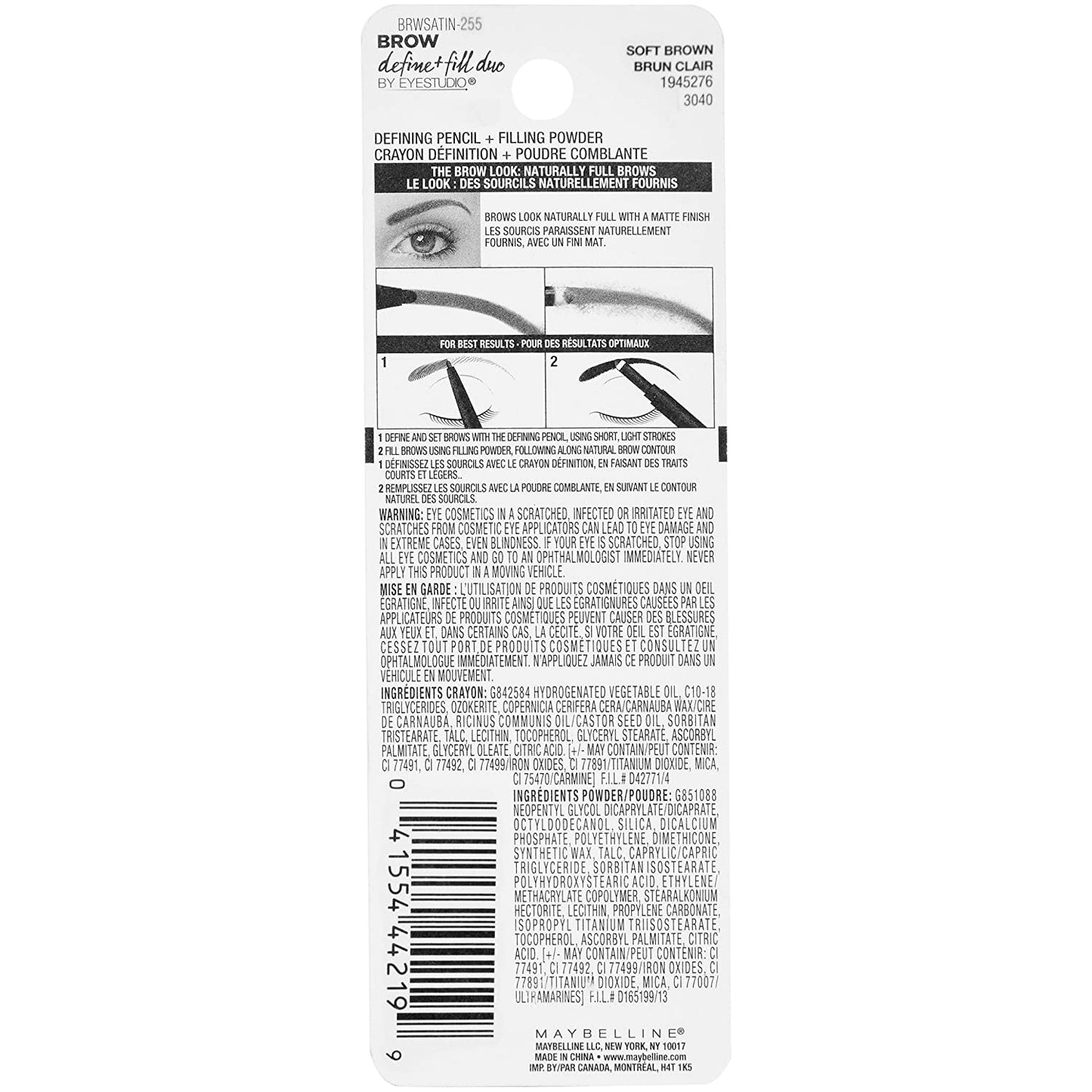 Maybelline New York Brow Define Plus Fill Duo Pencils,
