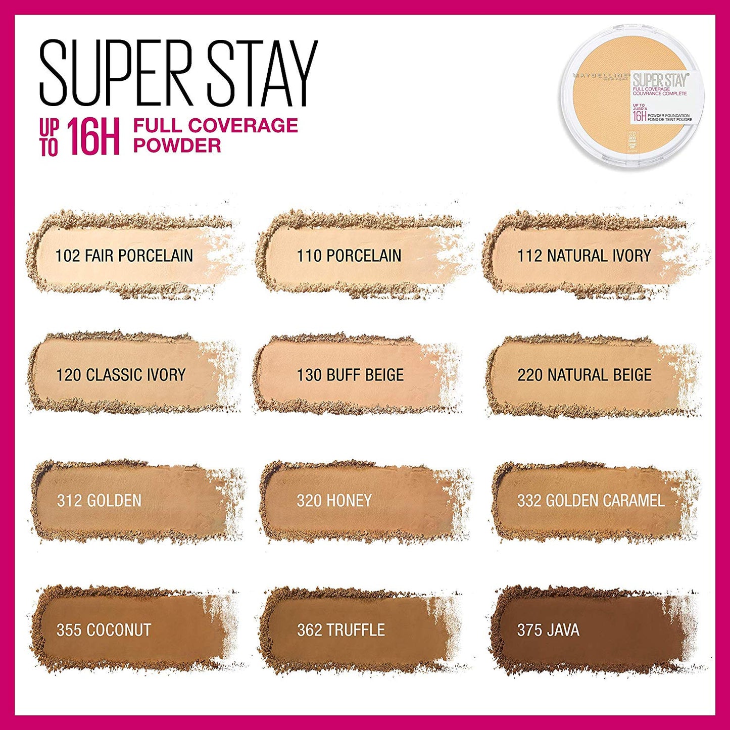 Maybelline Super Stay Full Coverage Powder Foundation, Matte Finish,