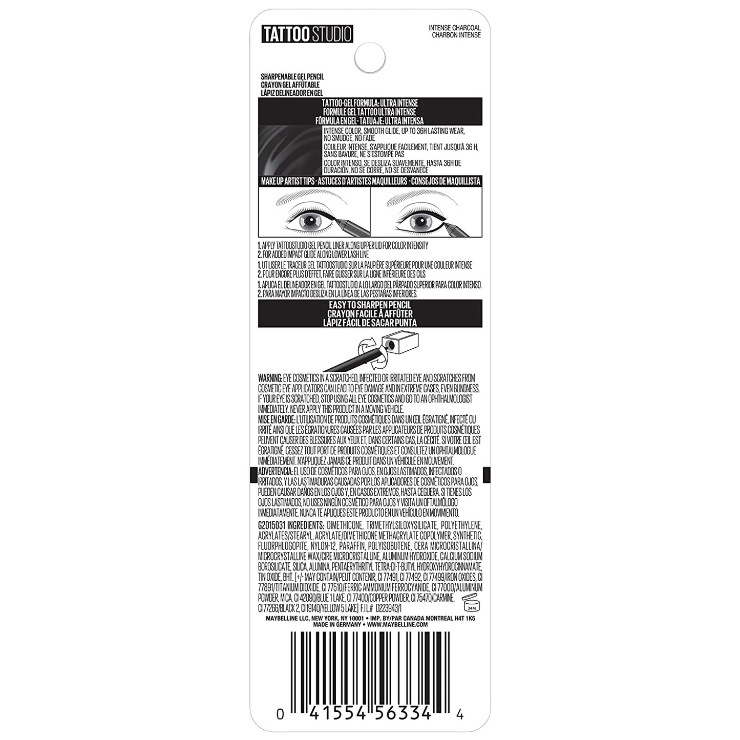 Maybelline Tattoo Studio Waterproof Long Wearing Eyeliner Pencil,
