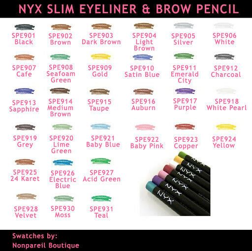 NYX Slim Long Lasting Matte Eyeliner Pencils,