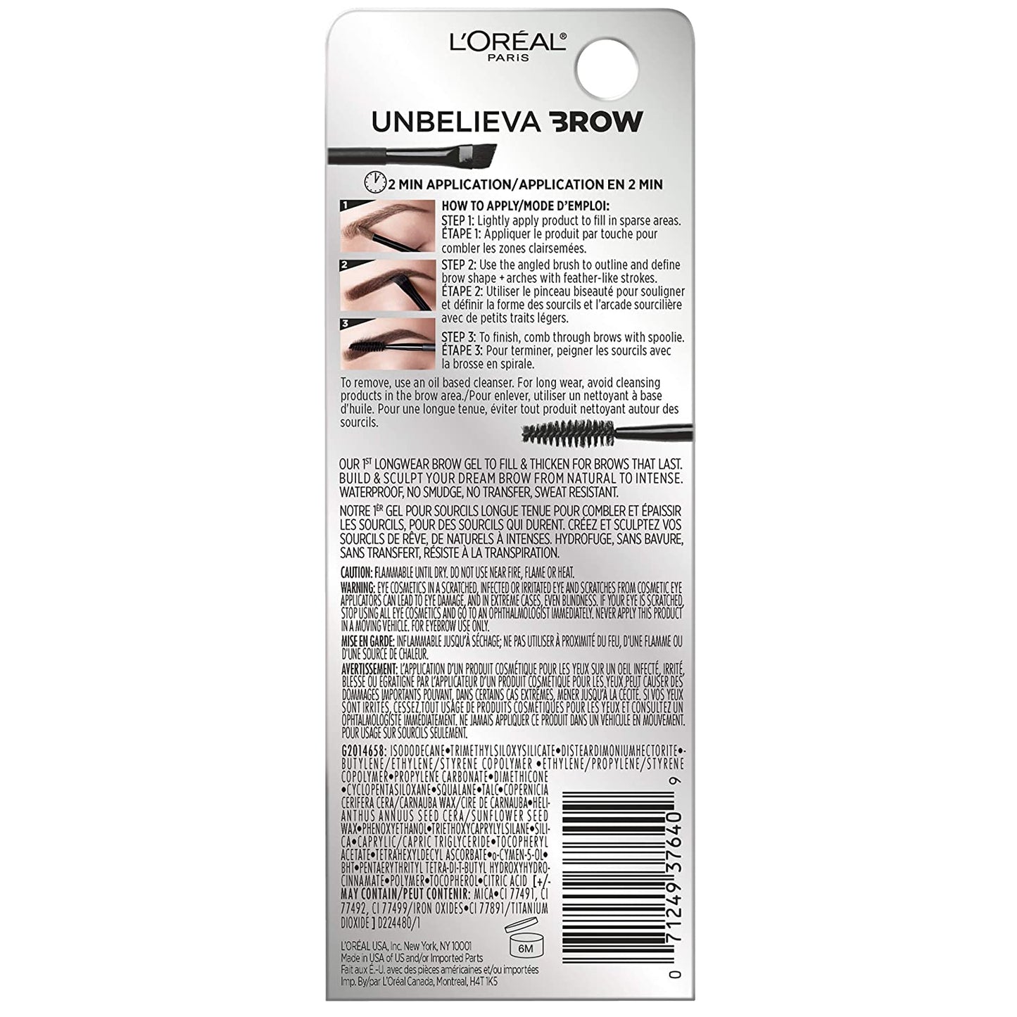 L'Oreal Paris Unbelieve-Brow Longwear Waterproof Brow Gel,