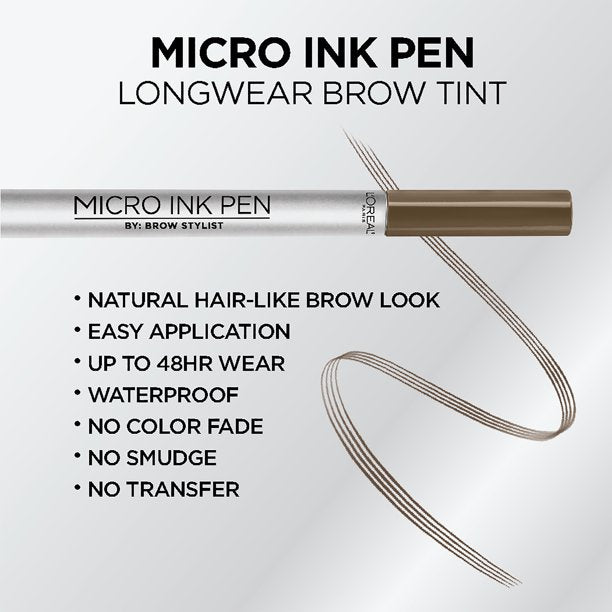 L'Oreal Paris Brow Stylist Micro Ink Pen by Brow Stylist, up to 48HR Wear,