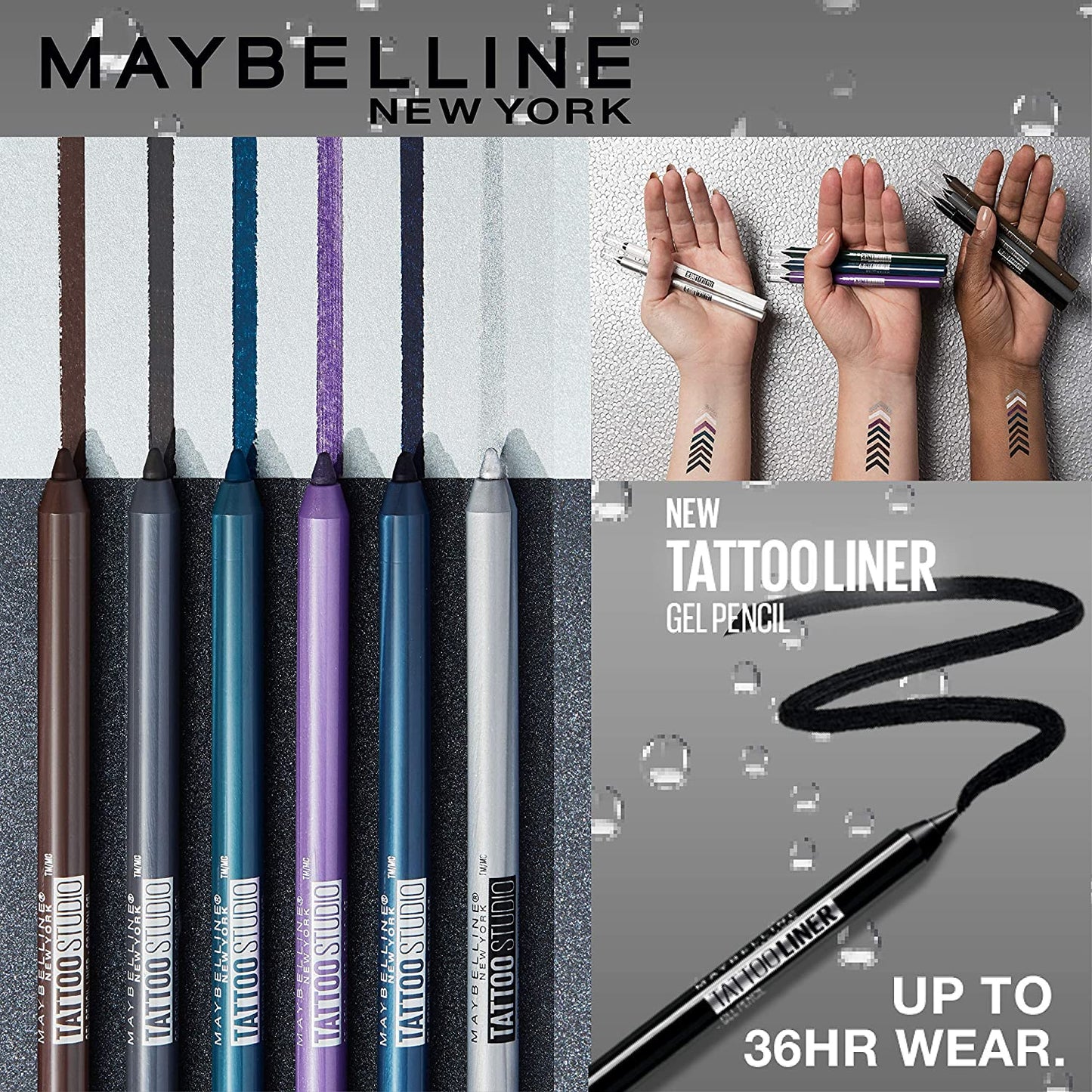 Maybelline Tattoo Studio Waterproof Long Wearing Eyeliner Pencil,