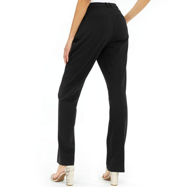 Alfani Womens Curvy Fit Tummy Control Straight Leg Pants D Black 12 Tall,