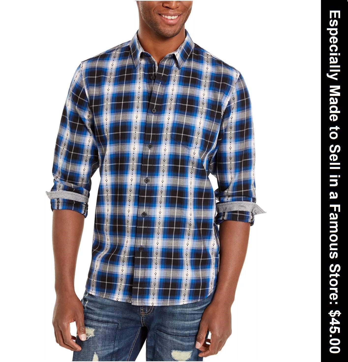 AMERICAN RAG Men's Plaid Plus Flannel Shirt,