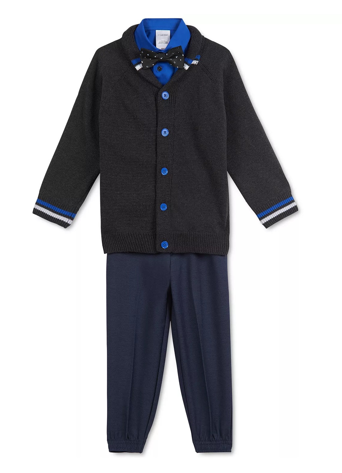Calvin Klein Toddler Boys 4-Pc.Shawl-Collar Sweater, Shirt, Bow Tie & Pants Set,