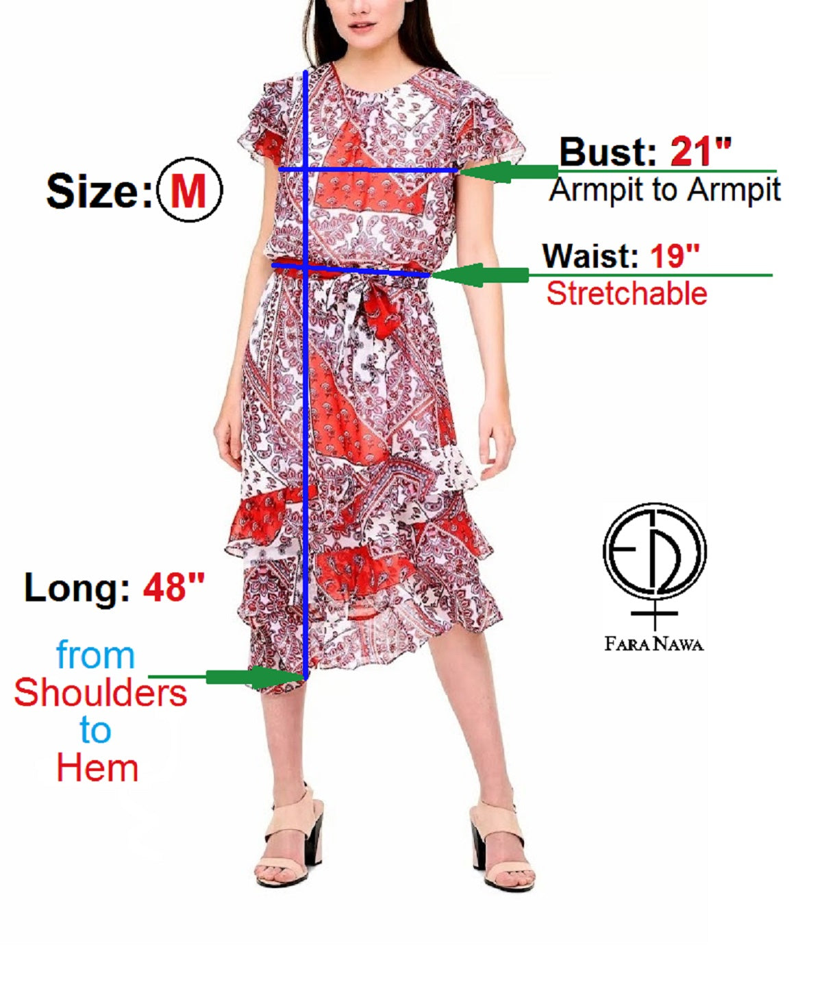 CALVIN KLEIN Paisley-Print Ruffle-Hem Dress, Size M