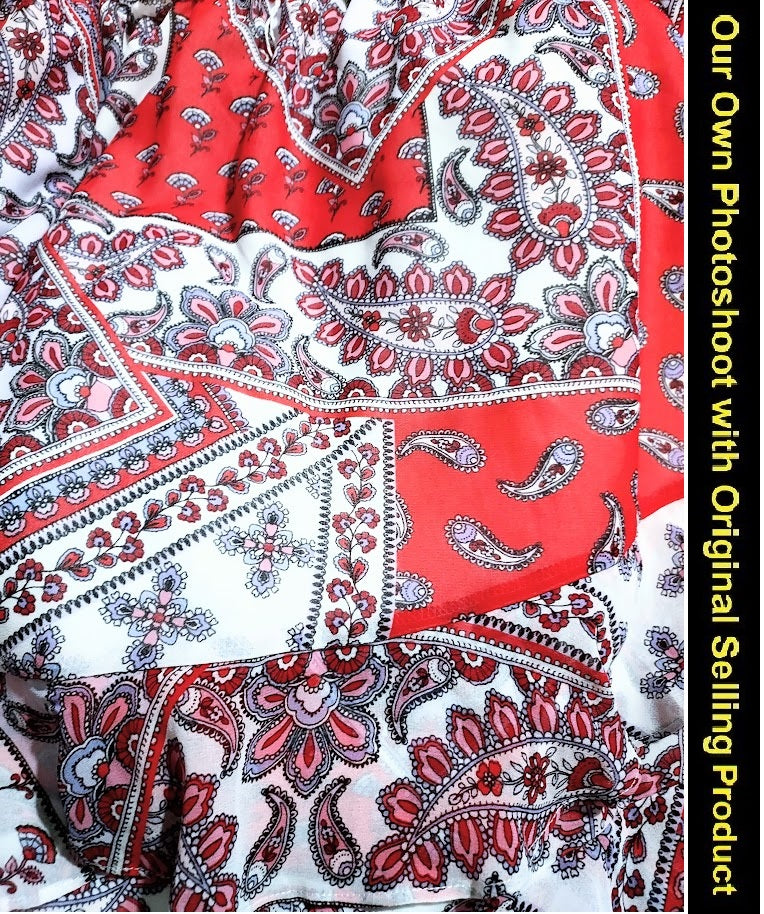 CALVIN KLEIN Paisley-Print Ruffle-Hem Dress, Size M