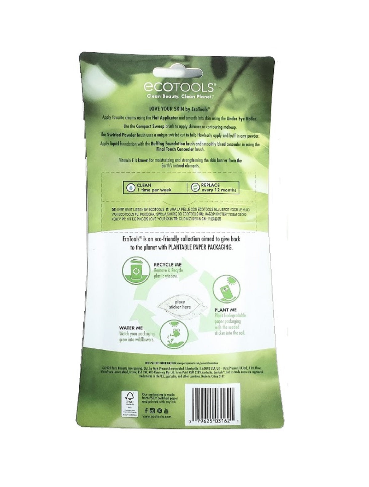 Eco Tools Love Your Skin Makeup Brush Kit, 4 Brushes with 6 Brush Heads