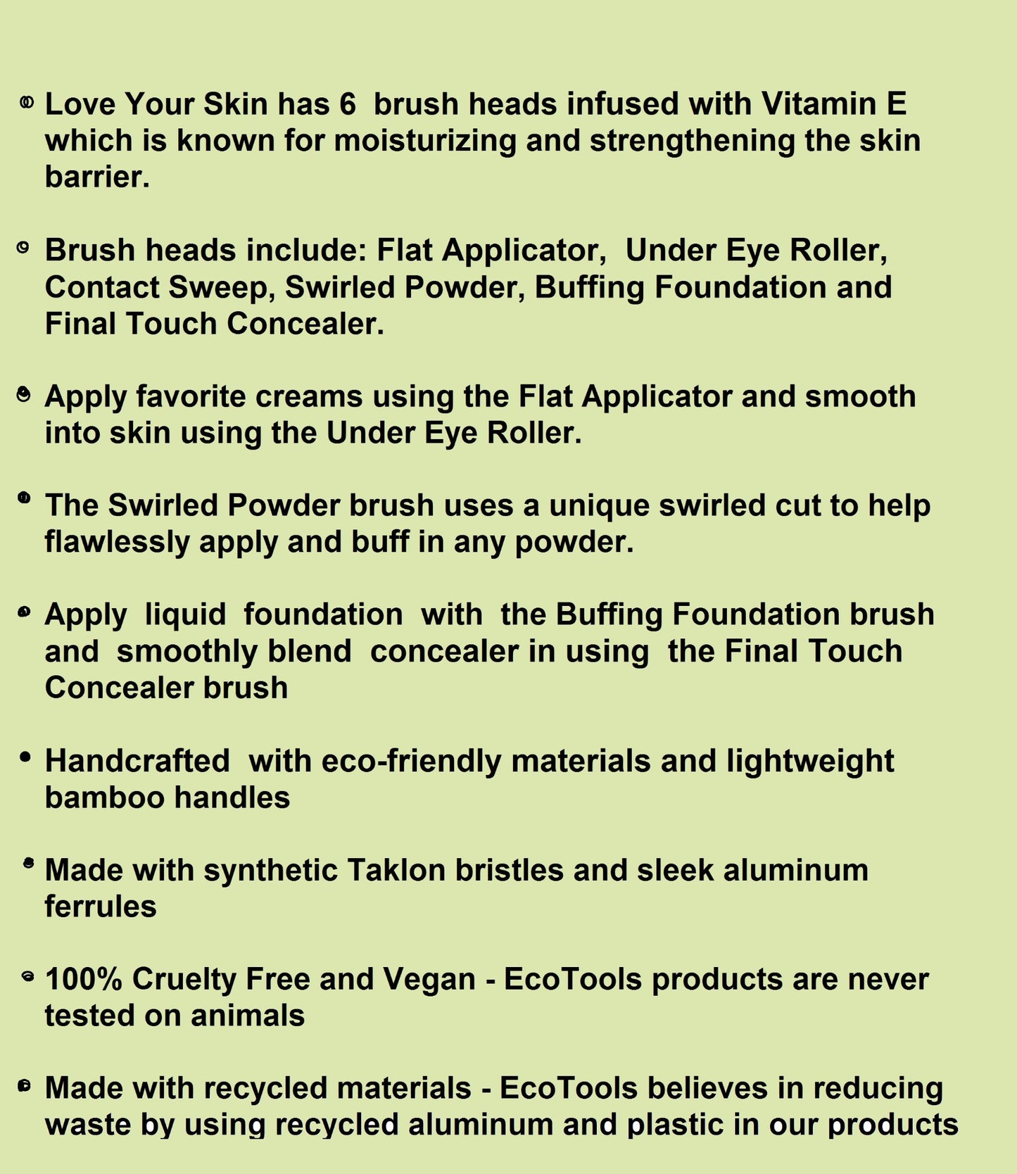 Eco Tools Love Your Skin Makeup Brush Kit, 4 Brushes with 6 Brush Heads