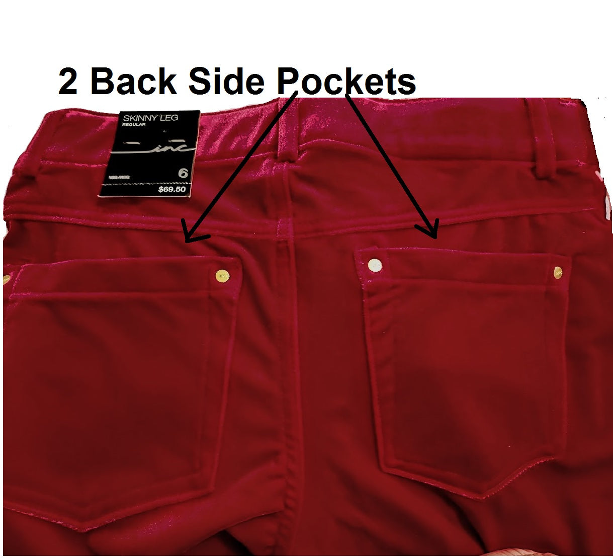 I.N.C. Women's Red Velvet Skinny Pants, Size 6,