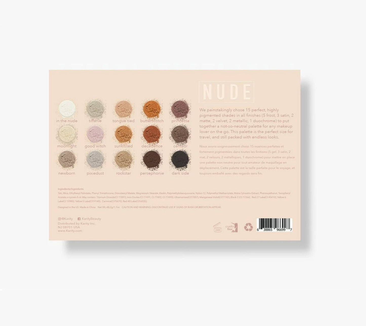 KARITY Nudes & Rudes 15 Color Eyeshadow Palette,
