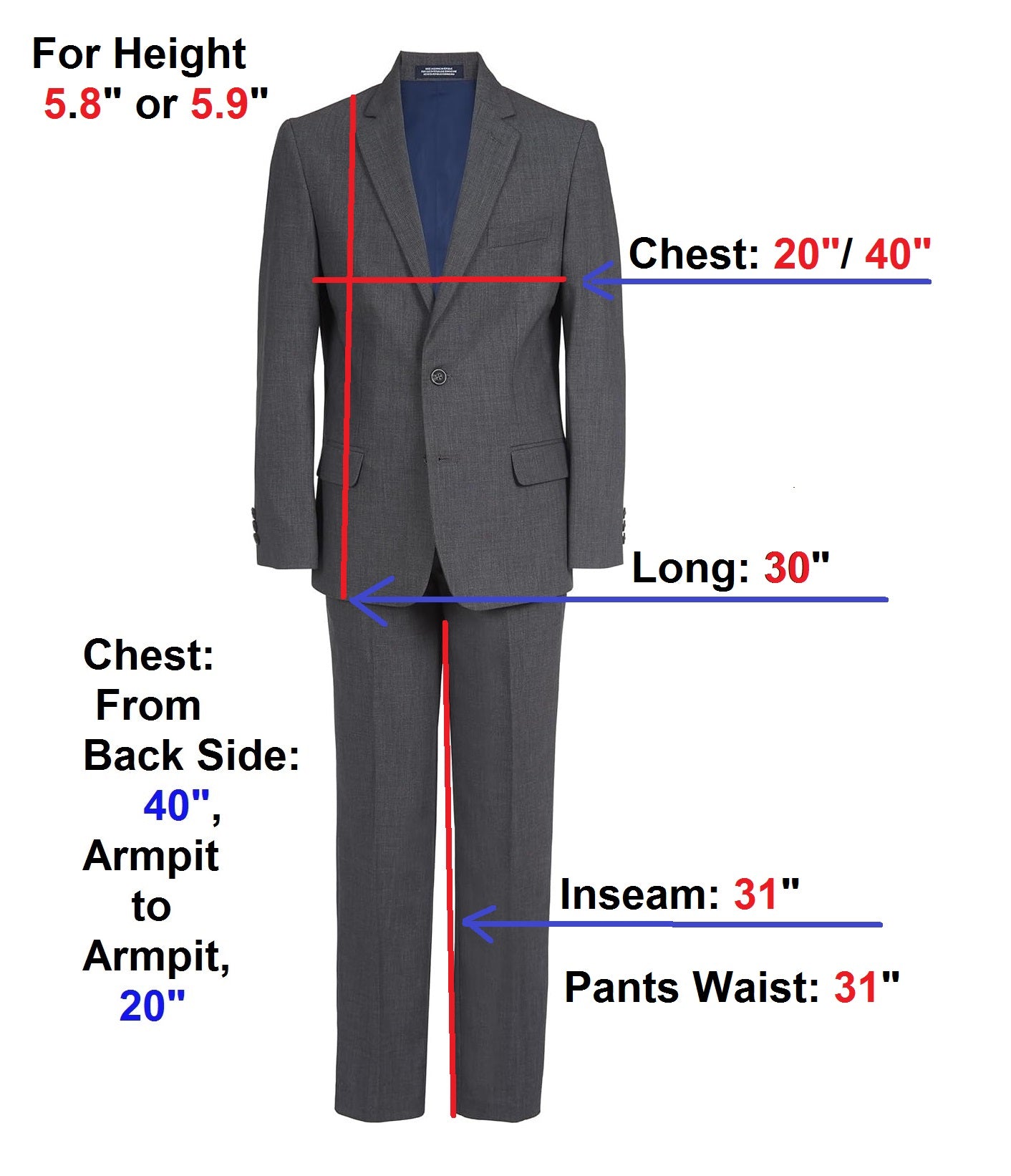 Nautica Big Boys' 2-Piece Formal Suit, Size 20 R Charcoal Heather